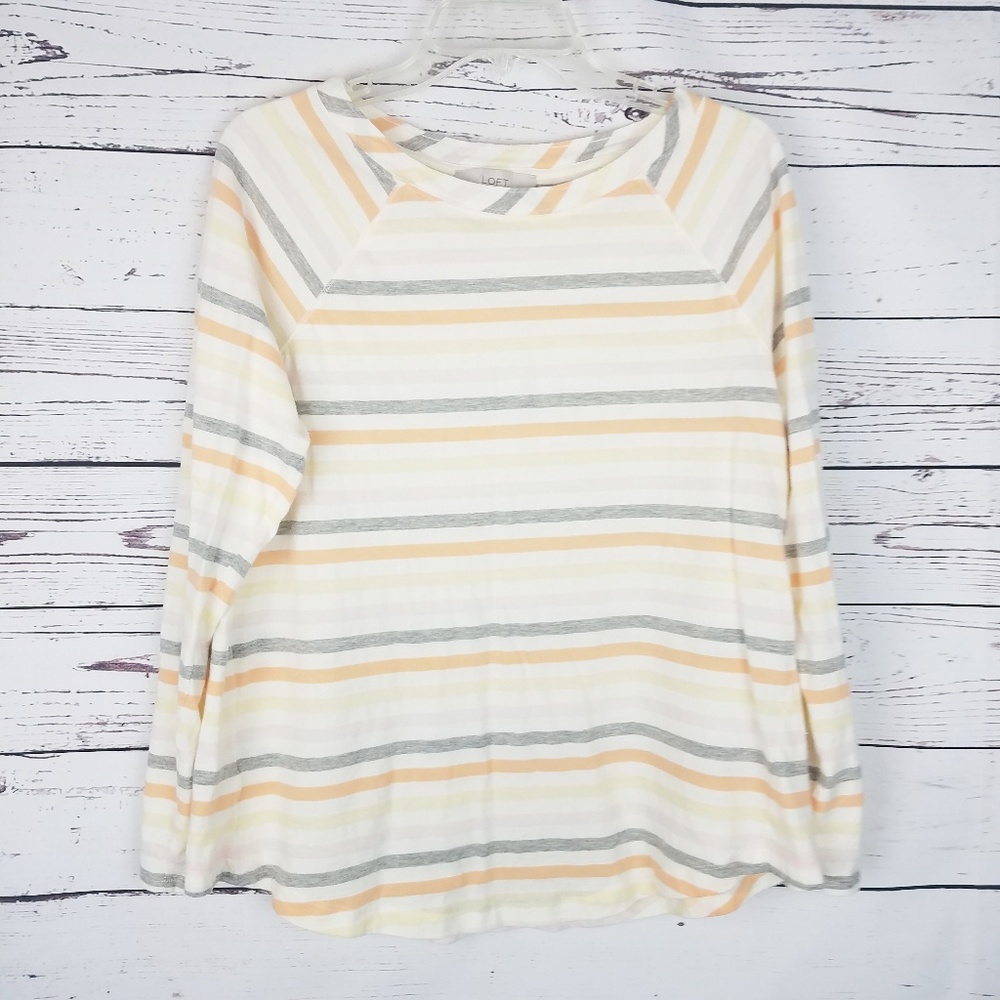 LOFT Striped Shirttail LS